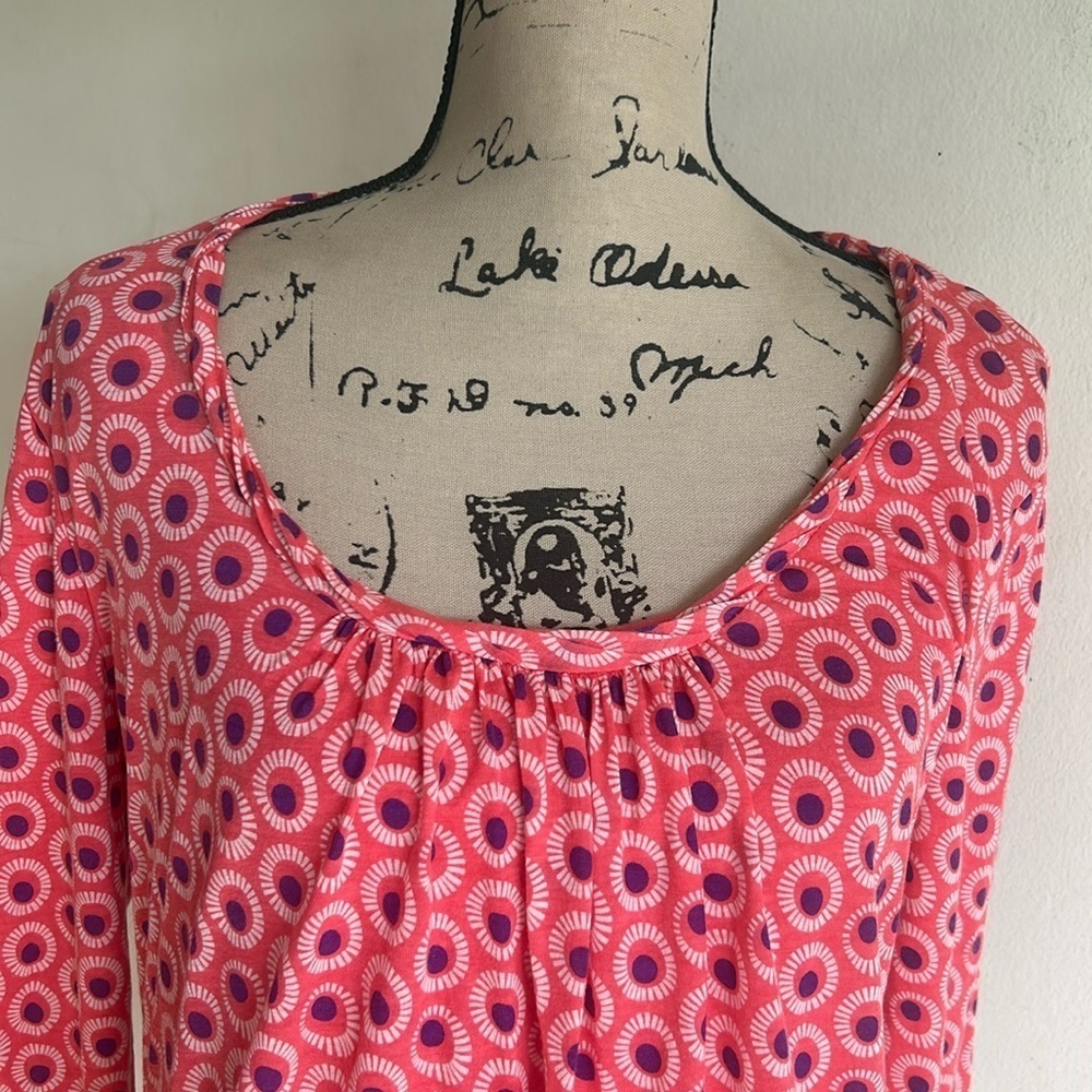 Boden Abstract Print Scoopneck Pink Top Size 12 - Picture 6 of 11